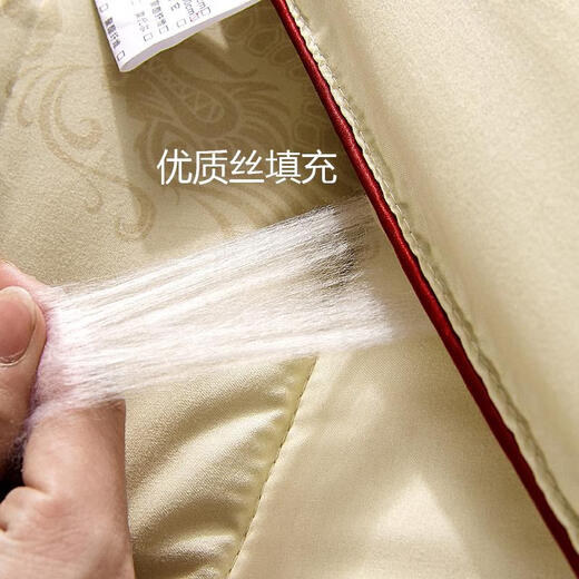 三栖虎春秋桑丝棉空调被轻薄款夏凉被单人双人秋冬被褥工厂直发四季被芯 中式风桑丝被-绿色 150cm*200 694斤空调被1.5*2.0米