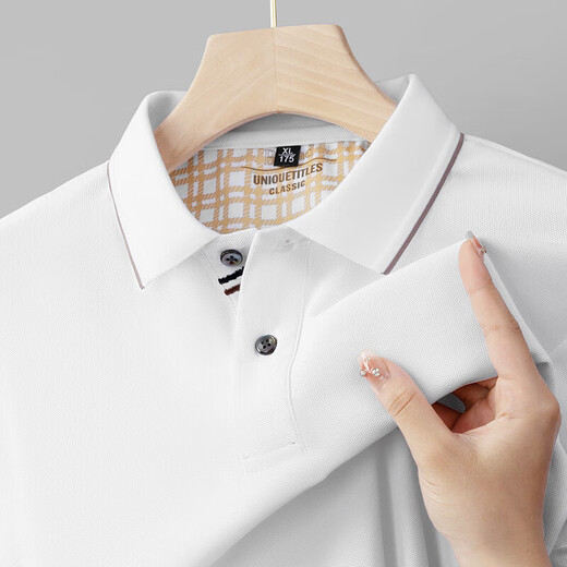 Hailan Home's new summer men's lapel T-shirt simple and fashionable solid color men's short-sleeved POLO shirt cotton t-shirt top 6628 purple L /50 [recommended 125-140c
