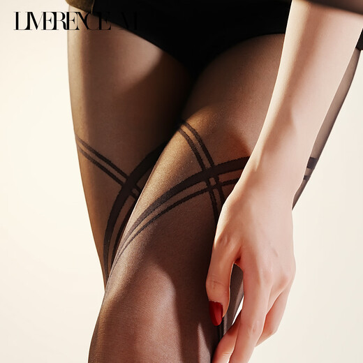 Laimi Running Seide [schwarzer Verband] T-gegründete ultradünne Strümpfe sexy schwarze, seidige glatte Hautbeautifikation Frauensocken hellschwarz 1 Paar l-t-crotch-Schritt geschlossen
