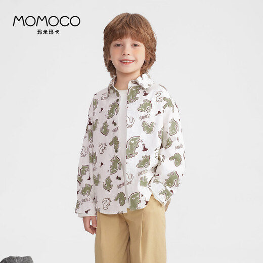 Mami Maka (MOMOCO) children's clothing boys' shirts 2025 autumn style children's pure cotton trendy fashion shirts 007 full print 110