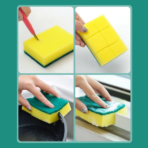Dishwashing sponge block, scouring pad, kitchen cleaning artifact, double-sided durable thickened dishcloth, magic sponge wipe for pots, right-angle sponge wipe (3 pieces)