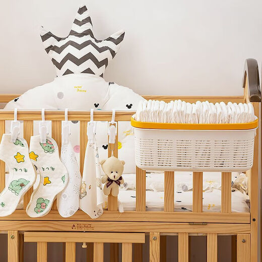 Crib Storage Korb Seite Aufbewahrungskorb Seite Bettbaby Fütterungstisch Windeln Windeln Speichel Handtuch Hanging Bag Same Small Tile_1