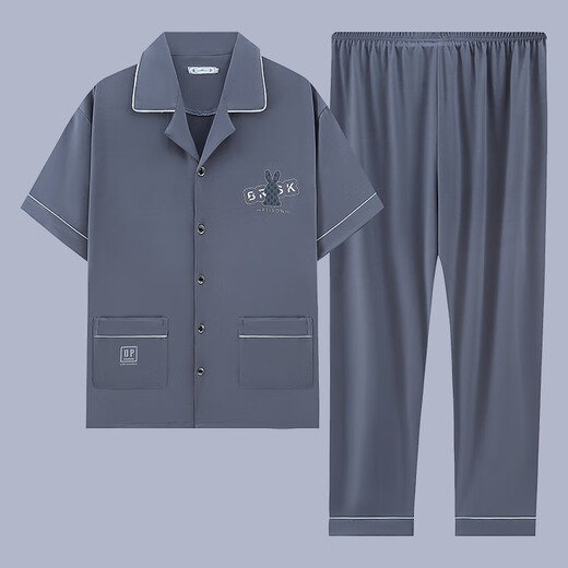 BSTB Brand Summer Men's Pyjamas Coton pur à manches courtes Style mince pour les jeunes en vrac plus taille de vêtements décontractés G3881 pantalon à manches bleues l recommandé 100-120 Jin [Jin est égal à 0,5 kg]