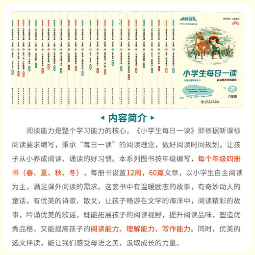 官方旗舰店快捷语文小学生每日一读一二三四五六年级春夏秋冬晨诵暮读晚读美文小学12346年级晨读语文素养读 语文 小学一年级