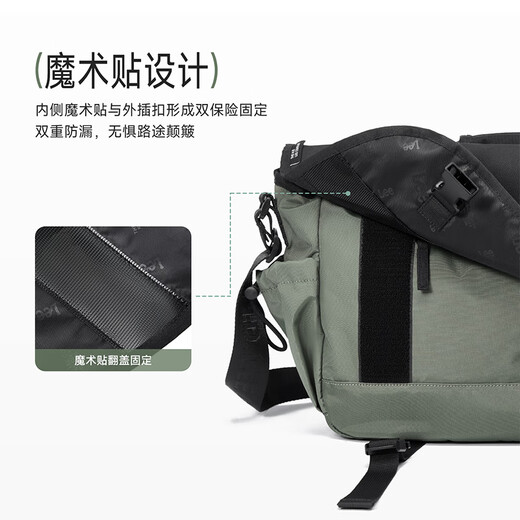 
LEE large capacity crossbody bag men's 2025 new multi-functional trendy outdoor shoulder bag commuting casual sports backpack black/military green