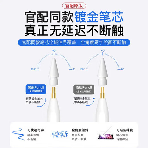 苹果apple pencil电容触控笔手写笔Air/iPad11平板触屏笔防误触 【1:1顶配款】倾斜压感+防误触