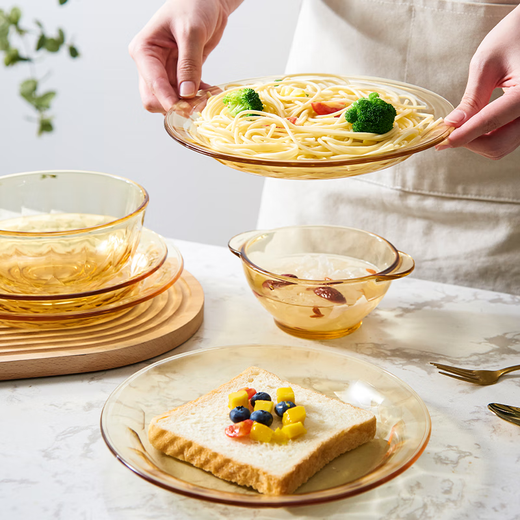 Glass bowl and plate, high borosilicate, high temperature resistance, microwave and refrigeration, fruit plate, soup bowl, vegetable plate, soup bowl, household rice bowl, Yizhuan noodles bowl 1050ML (1 pack)