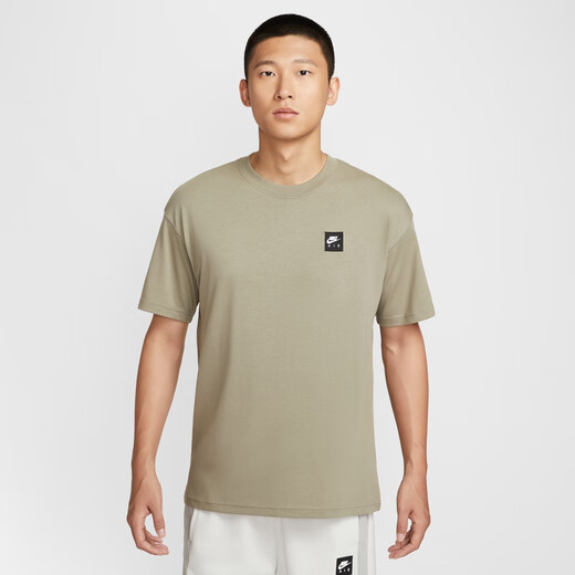 Nike men's loose T-shirt for autumn new cotton knitted soft and comfortable official NIKE AIR HQ9249 320 light green gray XL