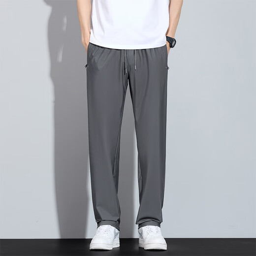 
Pierre cardin men's summer thin pants ice silk sports pants men's new loose elastic straight long boy quick-drying casual pants 6629 black XL [Recommended 125-140Jin [Jin equals 0.5 kg]]