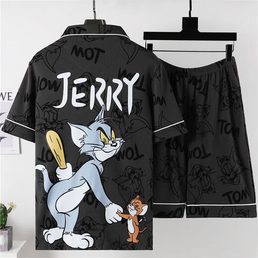 Mu fengqing Pyjama Herren Sommer kurzärmelige Shorts Comic Student Thin Plus Fat Plus Size Herren Hauskleidung Casual Anzug Red Eye 3271 [Cartoon-Anzug] m Standard (High 165100Jin [Jin entspricht 0,5 kg]))