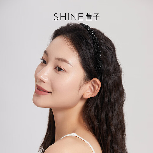 Xuanzi (SHINE) handmade beaded hairpin tooth comb headband niche design high-end wavy hairpin hair accessories birthday gift black 1 piece