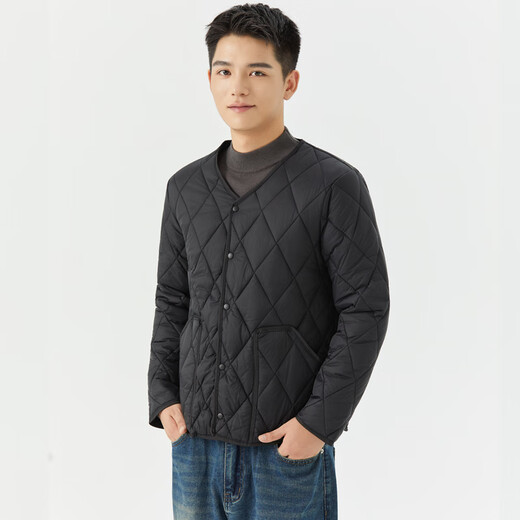 Shirt Xuan Warm Cotton Clothes Men's Lightweight Small Cotton-padded Jacket Bottoming Down Cotton Liner Middle-aged and Elderly Cold-proof Liner Cotton Clothes Winter Black XL 125-135Jin Jin is equal to 0.5 kg