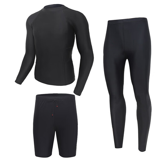 Pauline Pesery one-piece swimsuit men's diving suit quick-drying sunscreen jellyfish suit surfing suit slimming hot spring split swimsuit black zipper single top M