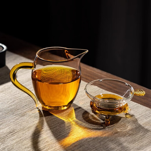 PAKCHOICE glass fair cup with tea drain three-piece set filter tea divider Kung Fu tea set accessories thickened heat-resistant tea making tool
