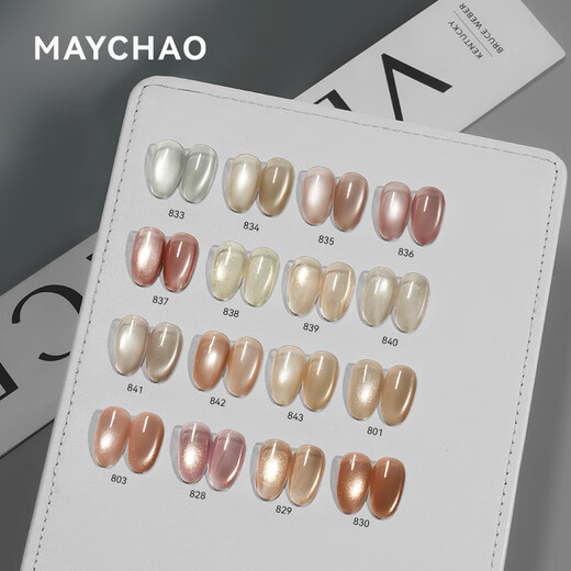 美潮（Maychao）新品冰晶果冻猫眼胶指甲油胶显白冰透玻璃珠细腻高密度爆闪美甲 K829樱粉鎏金