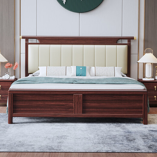Nanzhu Nouveau lit en bois massif chinois Double 1,8 mètre lit de lit Maîtriseur Lit Soft Hood Full Full Food Dovetail Lit Board 9904 #