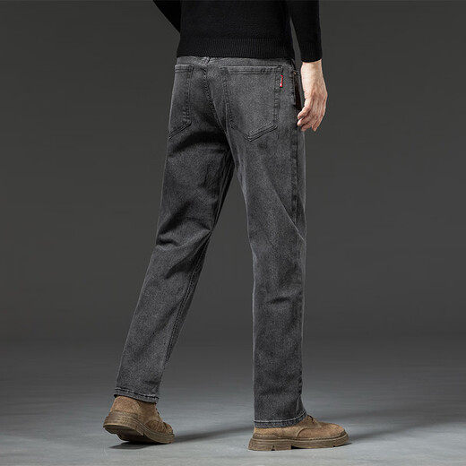 Lee Kids2025 Frühlings- und Herbst-Neue Mode Herren All-Match Hosen lässig mittelheigerteile Baumwoll Elastic Lose Jeans Männer Marine Blau 7027H-1 29