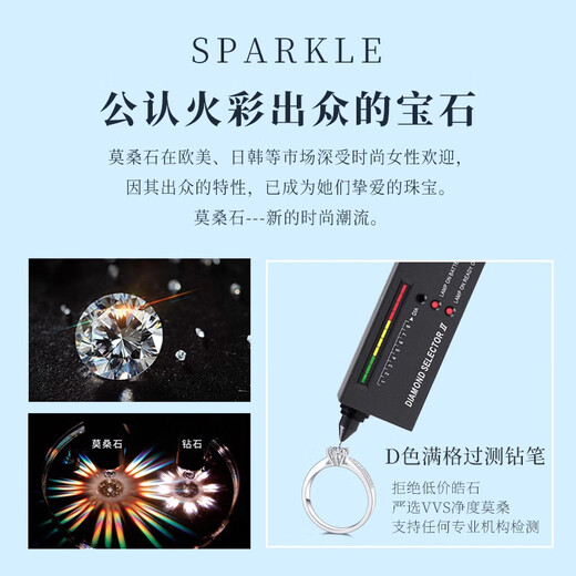 Pt950 Platinum Moissanite Diamond Ring Starlight Queen 18K Gold Ring Wedding Proposal Ring for Girlfriend Holiday Gift Light Luxury Starlight Queen 2 Carat Diamond Ring Live Mouth Adjustable Size