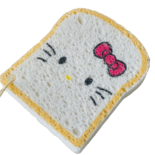 Kitty kitchen supplies toast cute sponge wipe KT cat water absorbent wood pulp cotton kitchen dishwashing artifact scouring pad one pack