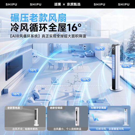 适璞【2025新款｜一级能效】空调扇强力制冷电风扇卧室超静音家用落地循环塔扇无叶冷风机台式客厅房间 110cm【AI智能款】200㎡冷透全屋 空调级冷风｜卧室超静音｜全屋300平制冷