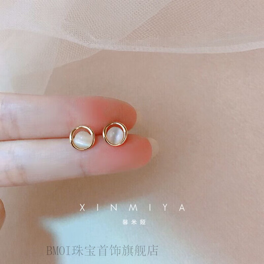 BMOI Old Phoenix 999 sterling silver pure freshwater pearl earrings for women retro French niche style freshwater pearl earrings + geometric square pearls two