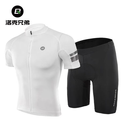 
RockBROS Summer Bike Cycling Suit Short Sleeve Shorts Men and Women Mountain Highway Clothes Bike Equipment White Set M