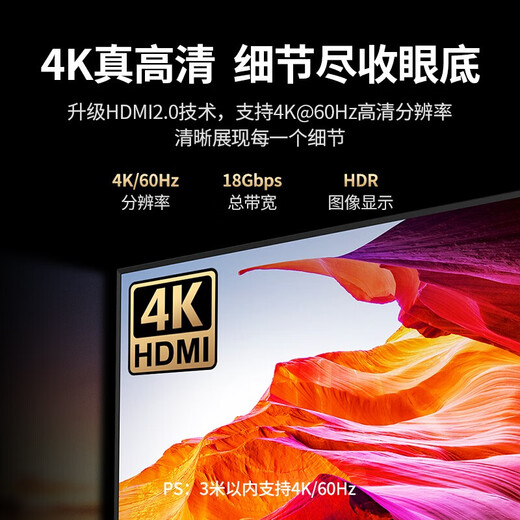 绿联（UGREEN） HDMI线2.0/1版 4k/8k数字高清线 3D视频线笔记本电脑机顶盒接电 4K60Hz编织款（≥20m仅支持4K/30Hz） 30m