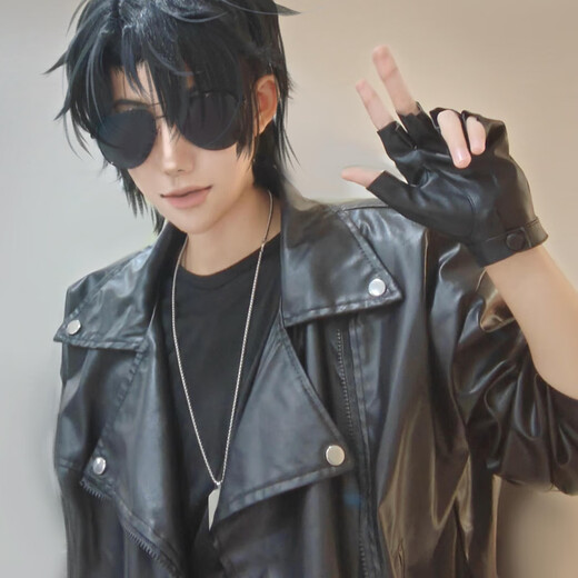 Apocalypse Century Black Blind Men and Women Same Style Motorcycle Cos Suit Leather Coat Men's Loose Handsome Jacket Trendy Ins Leather Jacket Top Black Black Blind Man Same Style L