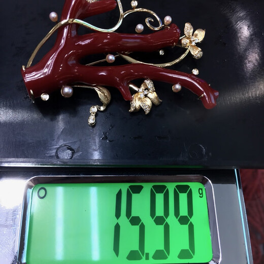 Zhaohao Coral Branch Pendant Brooch Two-purpose Style 18k Gold Set with Diamonds