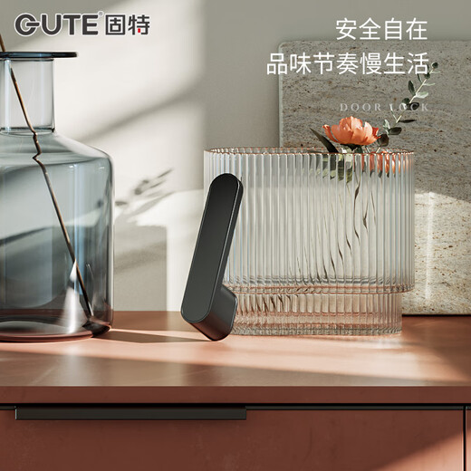 GUTE serrure de porte silencieuse minimaliste porte de chambre intérieure porte en bois simple moderne aspiration magnétique poignée de porte de serrure de maison de style italien 9708 gris + 3 charnières plates + aspiration de porte