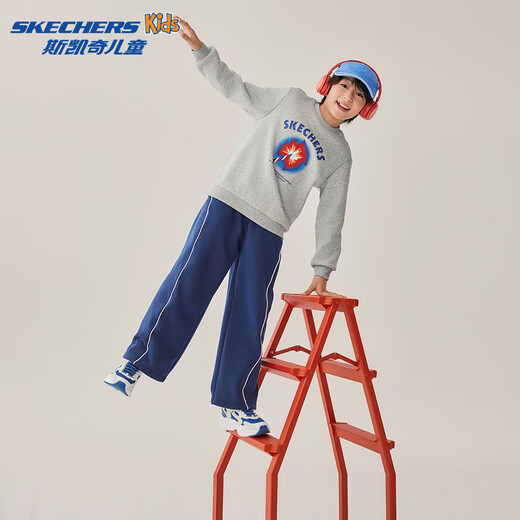 Skechers Skechers children's autumn fashion round neck pullover sweatshirt for boys and girls loose knitted casual top L425K030