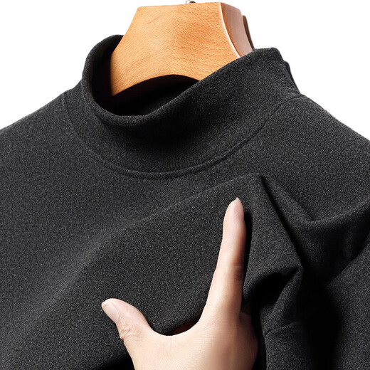 Pierre cardin double-sided German velvet long-sleeved T-shirt for men 2025 autumn and winter inner warm top half turtleneck base shirt sweater 9901 foglan M 16590-120Jin [Jin equals 0.5 kg]