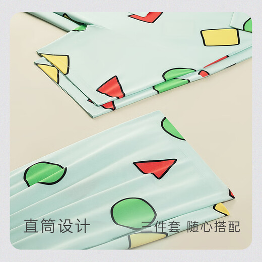 Gong Die 3-piece set Crayon Shin-chan couple pajamas summer short-sleeved trousers men and women same style home wear set