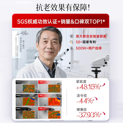 MESMOOTH Beauty Instrument Gesichtsmassagegerät Lifting Beauty Instrument Home Cleansing Facial Einführungsinstrument Augenverjüngung Reinigung Geschenkbox Neujahrsgeschenk für Freundin C1 Pro Broken Silver Red (Klassisch)