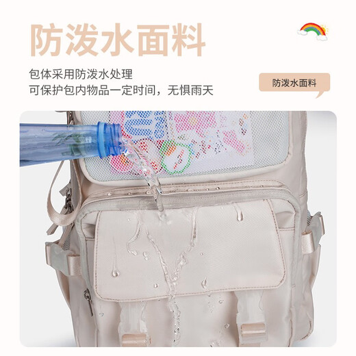 Japonés Juvenil High School Student School Bag Femenina de secundaria Mochila Gran capacidad Mochila Femenina de la escuela primaria Bolsa de hombro Mochila para alumnos del campus 12047 Hoshino Gray + 6 piezas Conjunto de muñeca de conejo