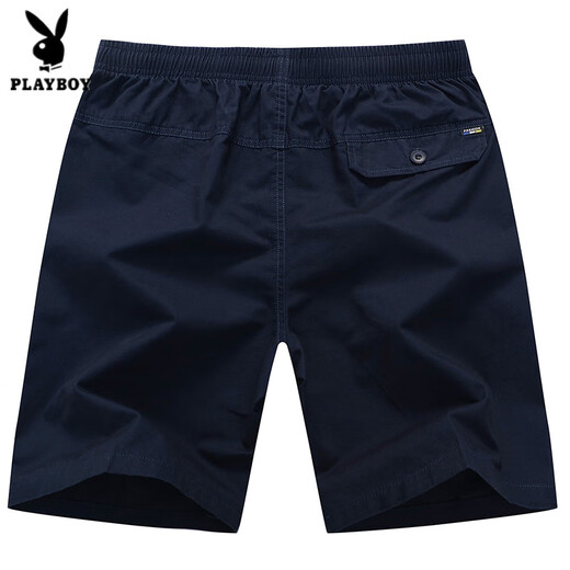 花花公子（PLAYBOY）高端爸爸休闲短裤男士夏季五分裤宽松中年松紧纯棉大裤衩外穿时尚 灰色 L 100-130斤