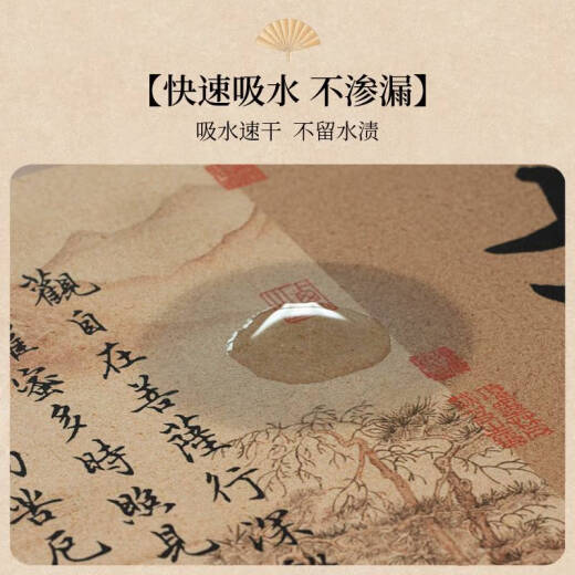 咏幻千里江山图桌旗茶席中式禅意茶几茶室硅藻泥吸水茶台桌布可 兰亭集序-NF-12049 30*120cm加厚防滑