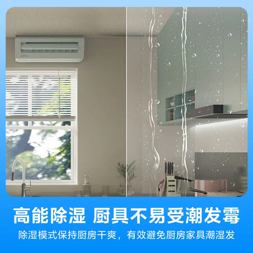 Midea kitchen air conditioner, small cool square, ceiling-mounted 1.5 HP, new level of energy efficiency, frequency conversion, energy saving, large cooling capacity for oil fumes, household kitchen air conditioner, kitchen air conditioner, 1.5 HP, ceiling-mounted XD300, black