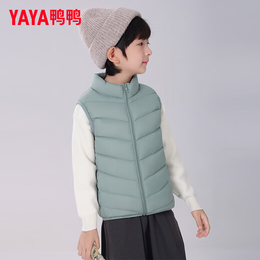 Yaya (YAYA) children's down vest for boys and girls, autumn and winter wear inside and outside, medium and large children's clothing, light school uniform artifact vest jacket K gray blue 130 /64
