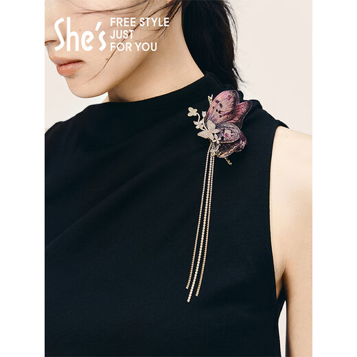 She s Qianzi natural replica Chinese style embroidered butterfly removable tassel brooch brooch brooch gift box birthday gift for women Douzi A0