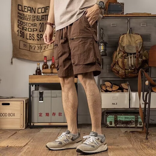 夏季工装短裤男潮牌ins宽松休闲潮流外穿中裤百搭韩版五分裤 军绿色 D03潮衫公会 L
