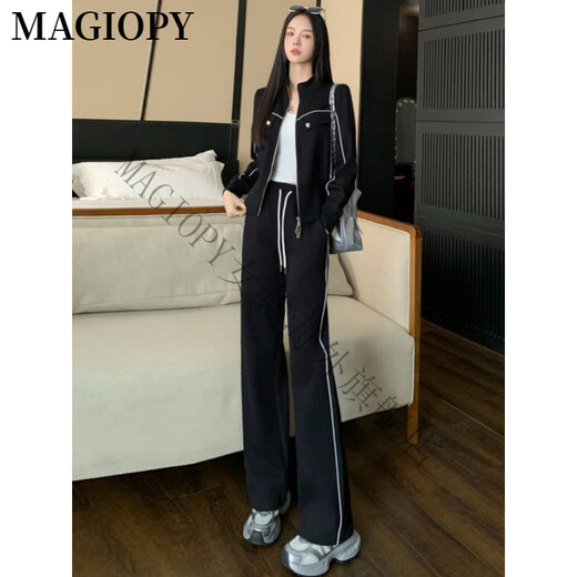 MAGIOPY国际奢侈高档品牌欧货时尚白色休闲运动套装女春2025洋气显瘦立领 白色套装 S(100斤以内)