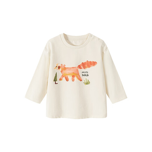 Mini Bala Nuomi T long-sleeved T-shirt for boys and girls, pure cotton baby skin-friendly brushed cute top, new spring product