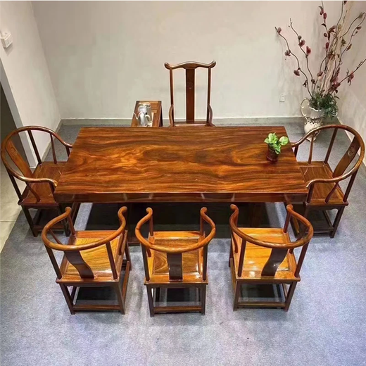 Heli solid wood large board tea table Okan large board table log large board office desk walnut tea table whole board large board dining table set 1.5 meters table + 1 official hat + 3 stools