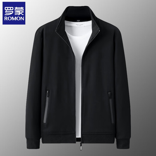 ROMON Jacket Men's Spring and Autumn Young and Middle-aged Solid Color Loose Cardigan Stand Collar Sweatshirt Dad Running Sports Men's Gray Spring and Autumn Thin Section XL / Recommended 115-130 Jin Jin equals 0.5 kg