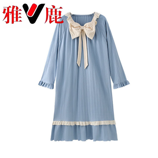 Yalu Breast Pad Nightgown For Women Pure Cotton Manches longues mignons Style de style princesse Internet Célébrité de grande taille Pyjamas lâche 2025 Nouveau printemps et automne CK-16853 XL [PALLESS PAD]