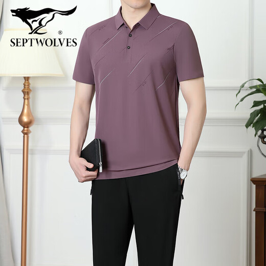Septwolves de la camiseta de manga corta de verano de Septwolves de papá con el traje de deportes de seda de hielo de verano de mediana edad y ancianos de nuevo estilo de mediana edad y ancianos.
