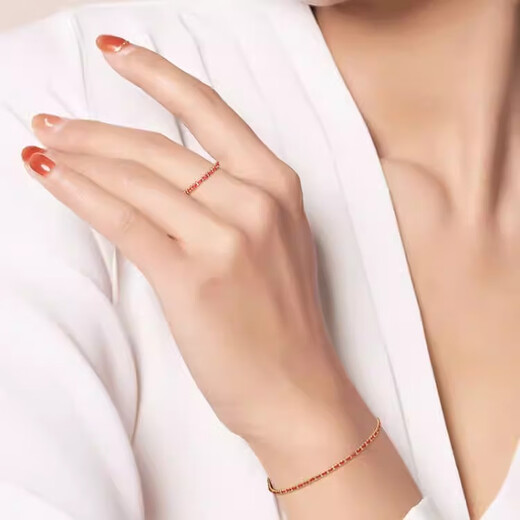 Chao Acer Little Love Rope Yellow 18K Gold Bracelet Women's Color Gold Bead Chain Gold Beads Zodiac Year Red Rope Birthday Gift Chain Approximately 15cm+