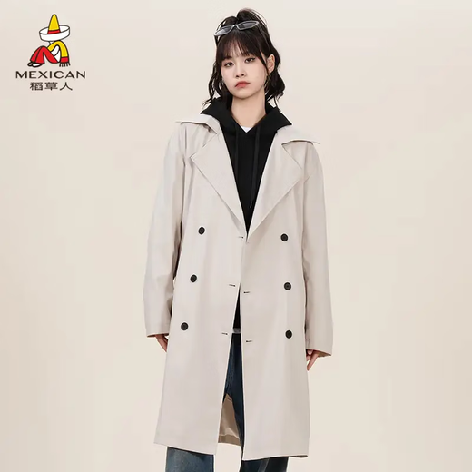 Scarecrow (MEXICAN) windbreaker for men and women, spring and autumn youth fashion casual loose jacket mid-length versatile jacket khaki L