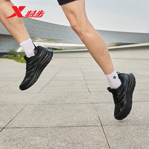 Xtep Qingyue FW men's running shoes sports shoes winter new mesh breathable lightweight shock-absorbing men's casual running shoes black